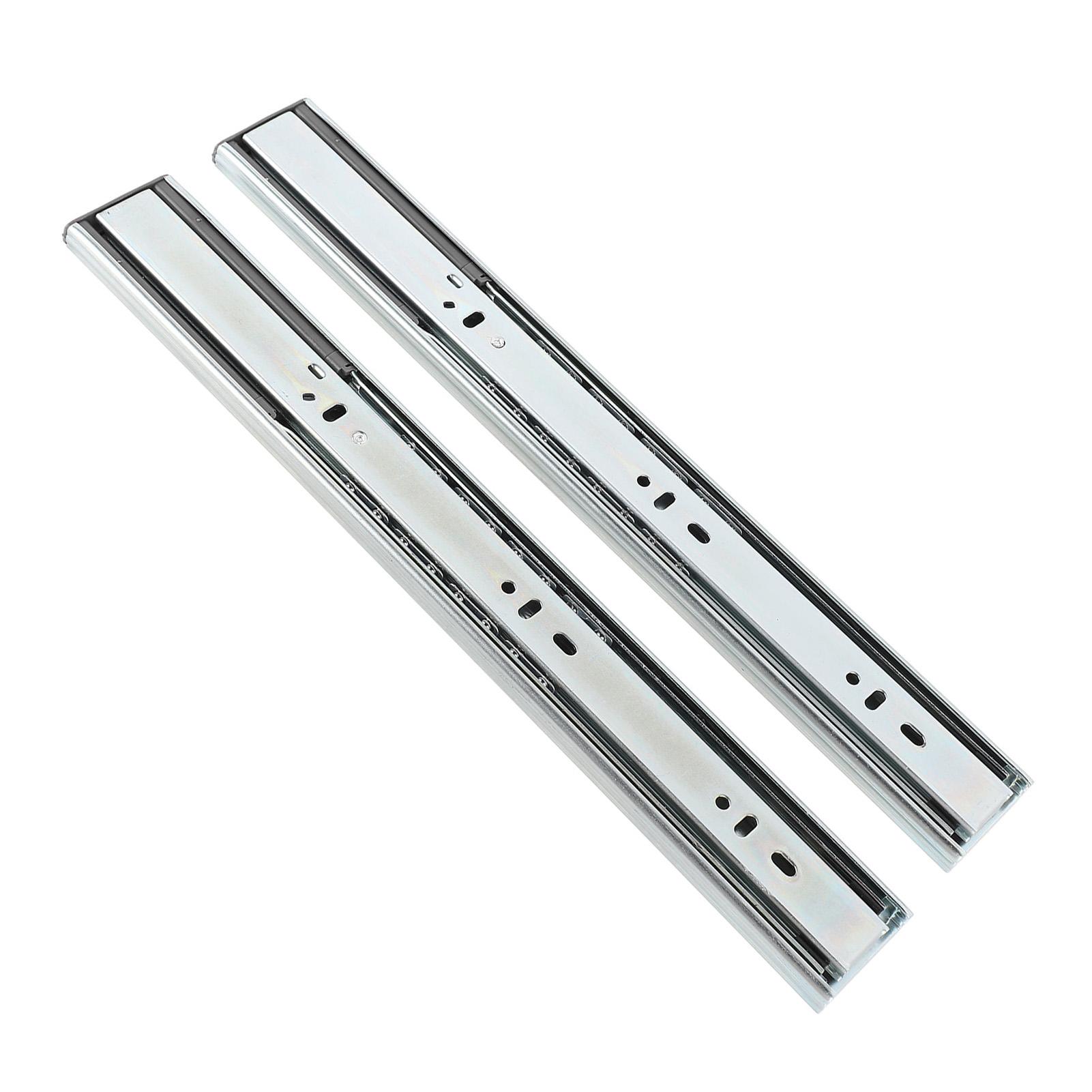Glissières de Tiroir 14 pouces Rail Glissières de Tiroir à Montage Latéral 14 pouces Rails Acier Laminé à Froid Conception à 3 Sections Amortissement avec Double Ressort Tampon pour Meuble de Maison