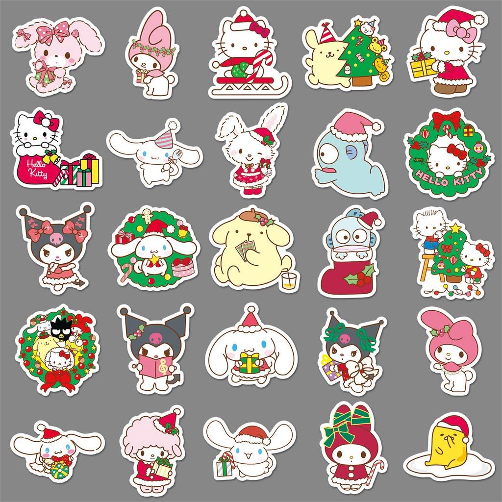 50 Christmas Sanrio Cartoon Stickers: Cute Guka Decorations for Phone Cases & Journals