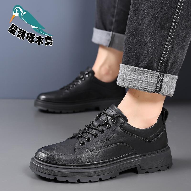 2025 new men's tooling shoes genuine leather fashion versatile low-top Martin shoes comfortable leather shoes