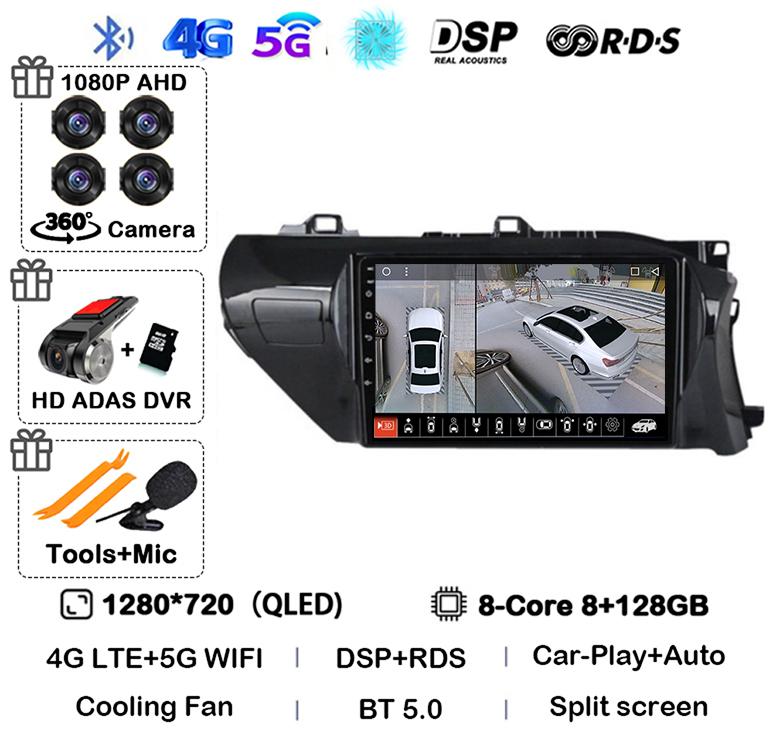 Android 14 Carplay Auto WIFI Car Radio For Toyota HILUX REVO VIGO IMV 2016  2017 2018 2019 2020 RHD GPS Multimedia Player Stereo