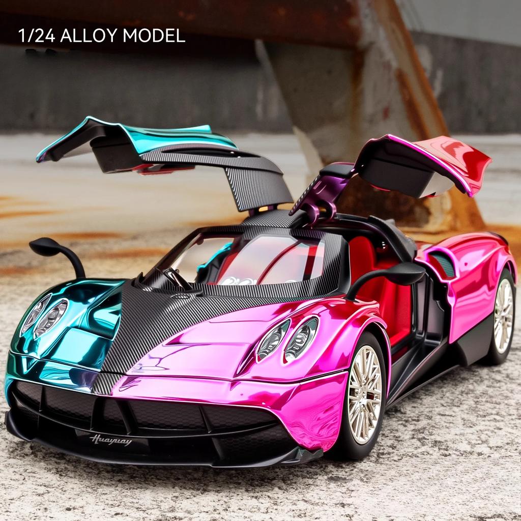 1:24 Pagani Huayra Dinastia Supercar Alloy Car Model Collection Ornaments Sound Light Pull Back Boy Gift Sound & Light Miniature