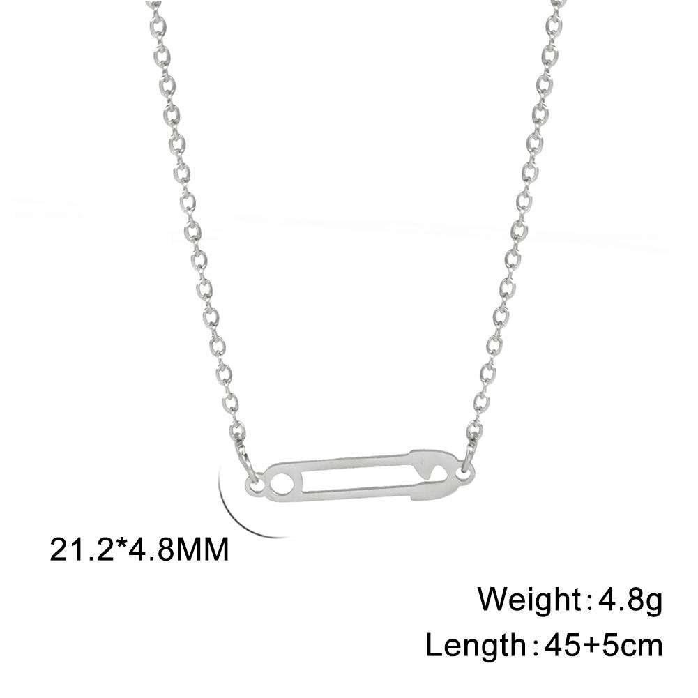 

Teamer Paper Clip Pendant Necklace for Women Unique Design Pin Clavicle Chain Stainless Steel Female Simple Temperament Jewelry