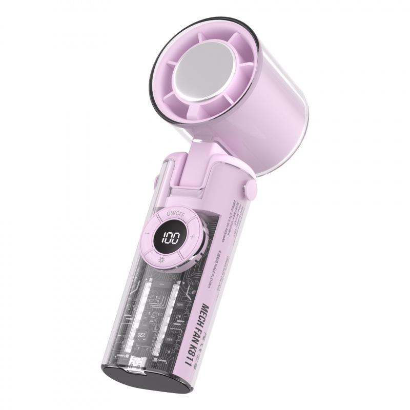 2025 Portable Transparent High-Speed Cooling Fan: Mecha Design Handheld Fan 60*60*176.3mm