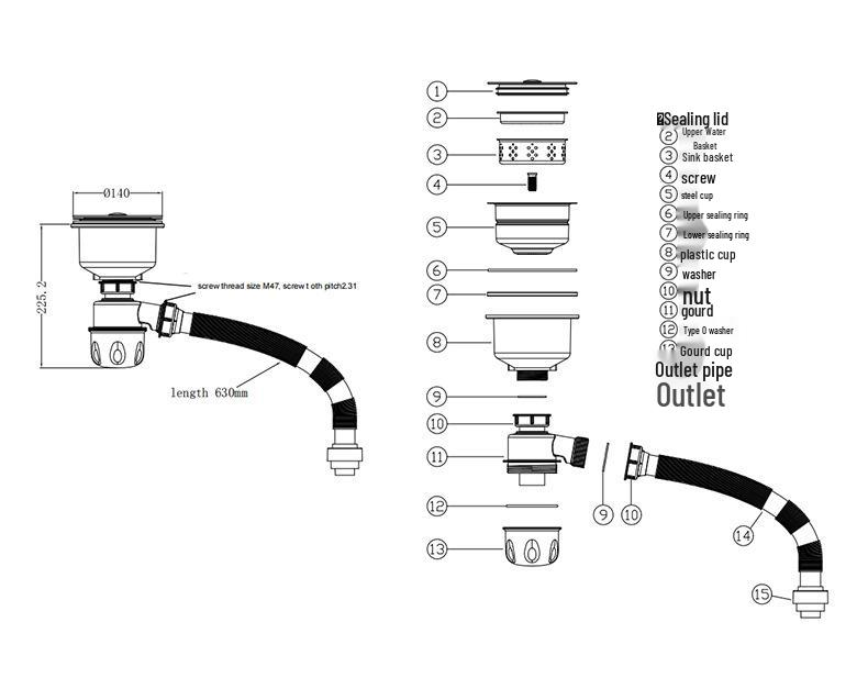 Stainless Steel Kitchen Sink with Drainer and Basket Strainer Accessories