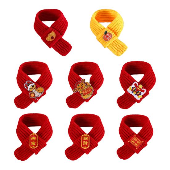 

Yousheng Красный вязаный кошачий шарф Китайский Новый год Шарф для питомца Вышитый шарф на удачу для кошек Маленьких собак Аксессуар для наряда на Праздник Весны S