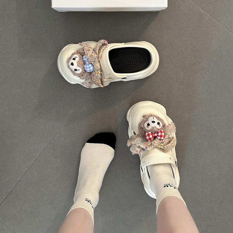 Cartoon Cute Hole Shoes Women's New Muffin Thick-soled Non-slip Bag Head Cool Slippers Tide