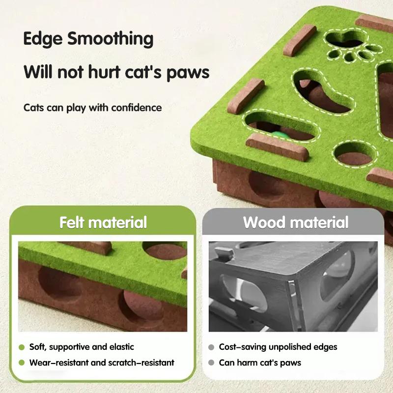 Cat Puzzle Toy Felt Puzzle Box Cat Exercise Toy With Ball Indoor Sports Entertainment Hunting Cat Toys For Indoor Cats