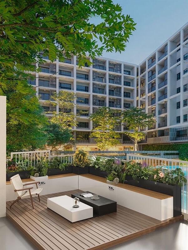 Outdoor Terrace Seating Planter Combination