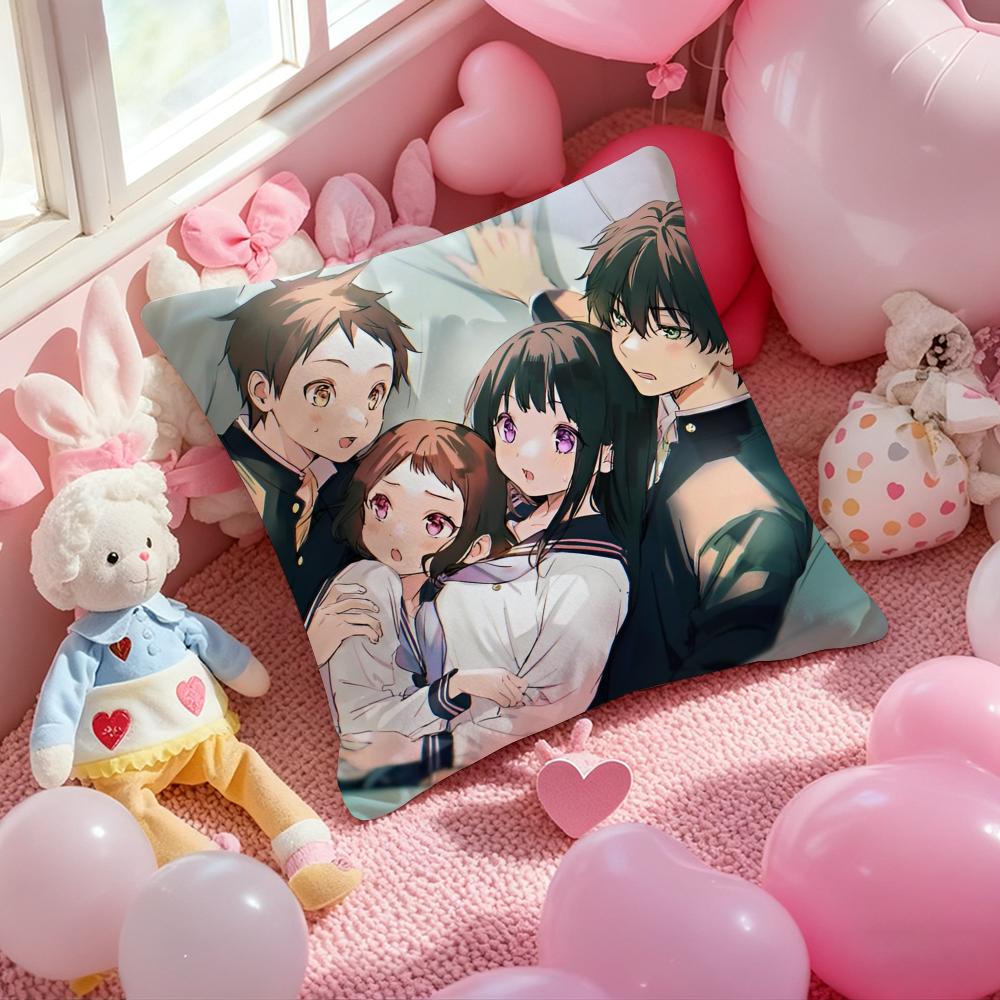 Anime Hyouka Cushion Cover Pattern Printed Pillowcase for Living Room Sofa Cushion Cover & Bedroom Decor