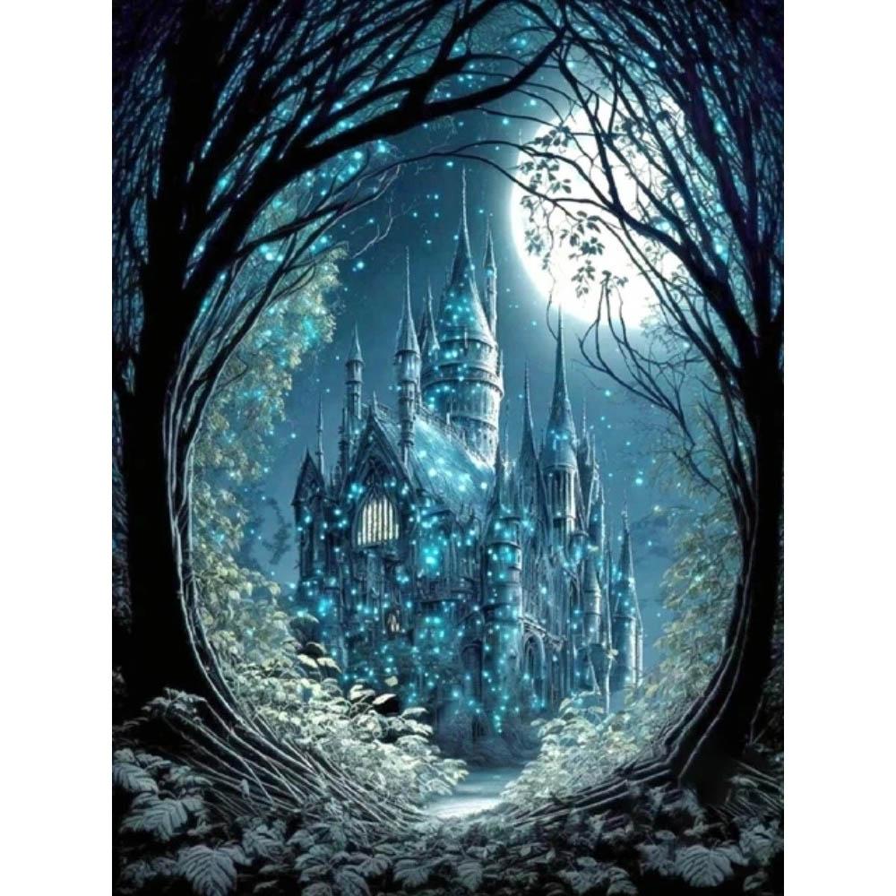 Castle DIY Harry Potter Round Diamond Painting Kit Magic School Cross Embroidery Castle Moon Eagle Diamond Mosaic Decoration