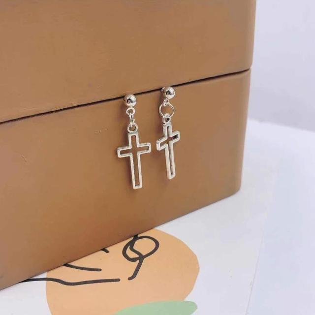 Fashion Cross Pendant Cartilage Drop Dangle Earrings Punk Jewelry For Cool Women Girl Friendship Gifts