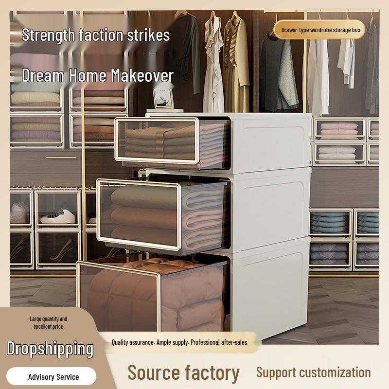 Transparent Plastic Drawer Storage Box – Large Capacity Clothing Organizer