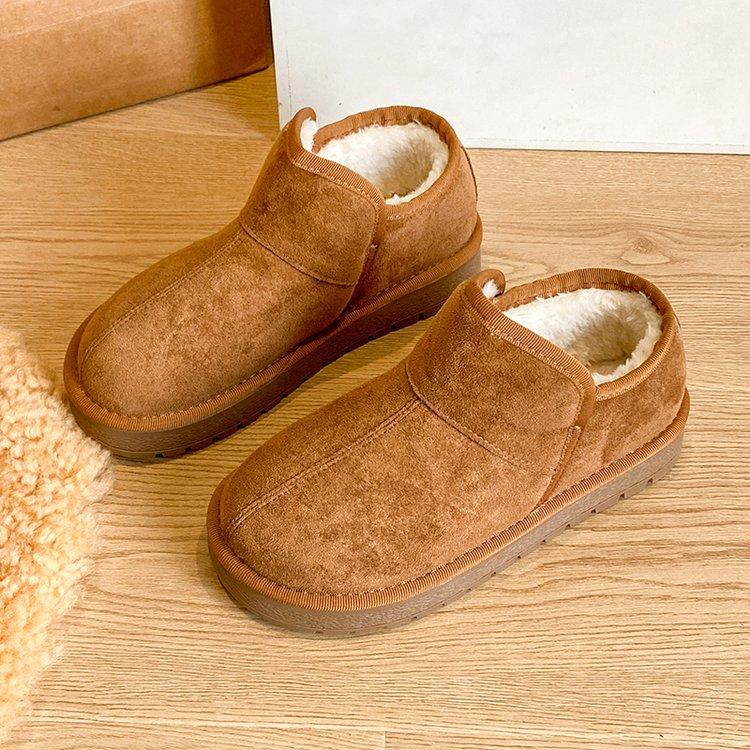 

Thick-soled snow boots women s 2025 new winter bread shoes, piled and thickened warm wool cotton shoes, one pedal short boots 40