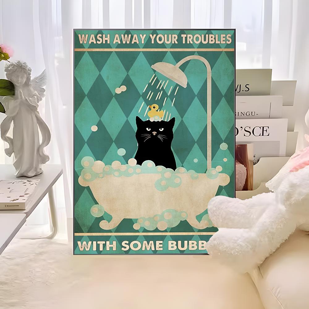 Are You Pooping Bathroom Sign Funny Cat Quotes Classic Vintage Posters HD Quality Wall Art Retro Poster for Home Room Wall Decor