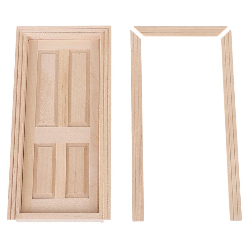 1/12 Dollhouse Miniature Wood External Door Unpainted Doll House Diy Accessories