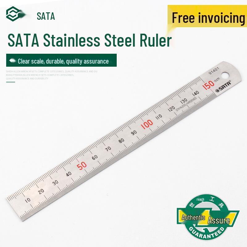 Stainless Steel 30cm Straight Ruler - Durable Woodworking & Stationery Tool 91401 (150mm) Stainless Steel Ruler