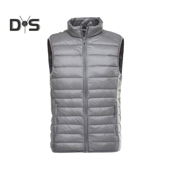 

Унисекс пуховый жилет с воротником-стойкой, без рукавов, однотонный, на молнии, хлопковый жилет с карманами, тонкий теплый жилет, пальто M серебряный серый