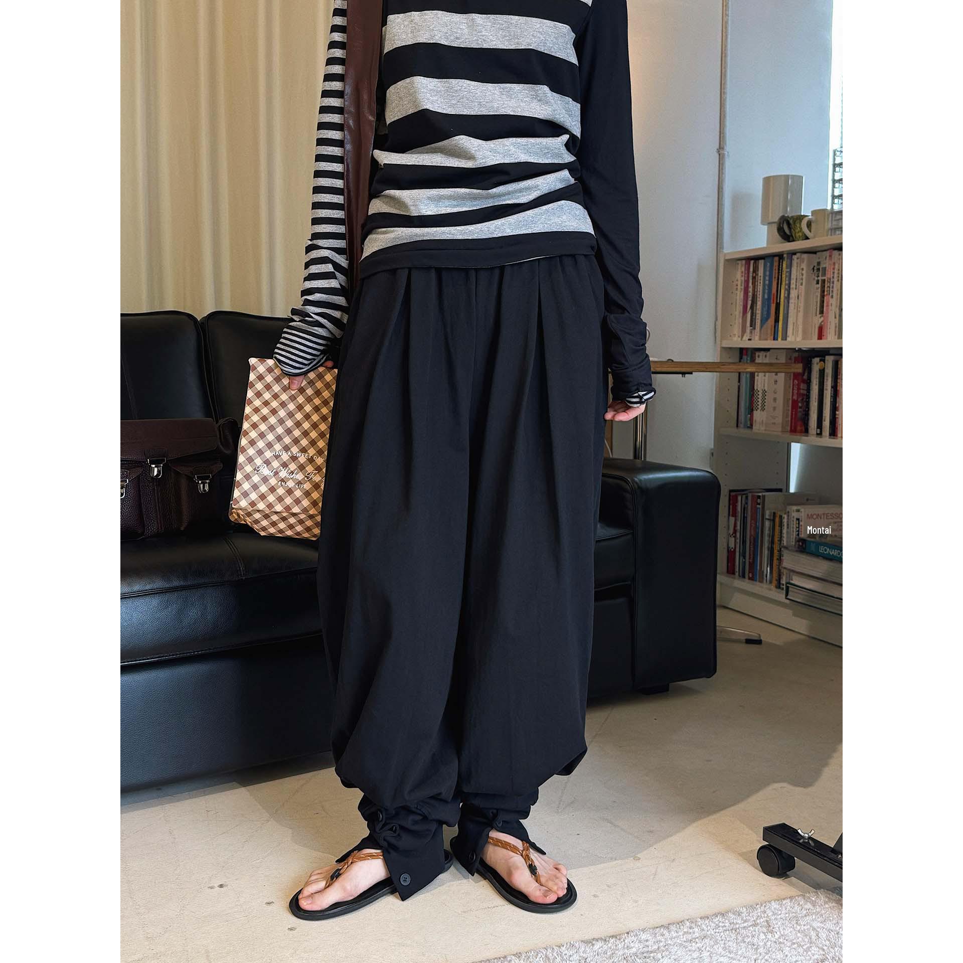 Louvre Spring Paris Retro Elastic Waist Knit Lambswool Trousers for Women Medium