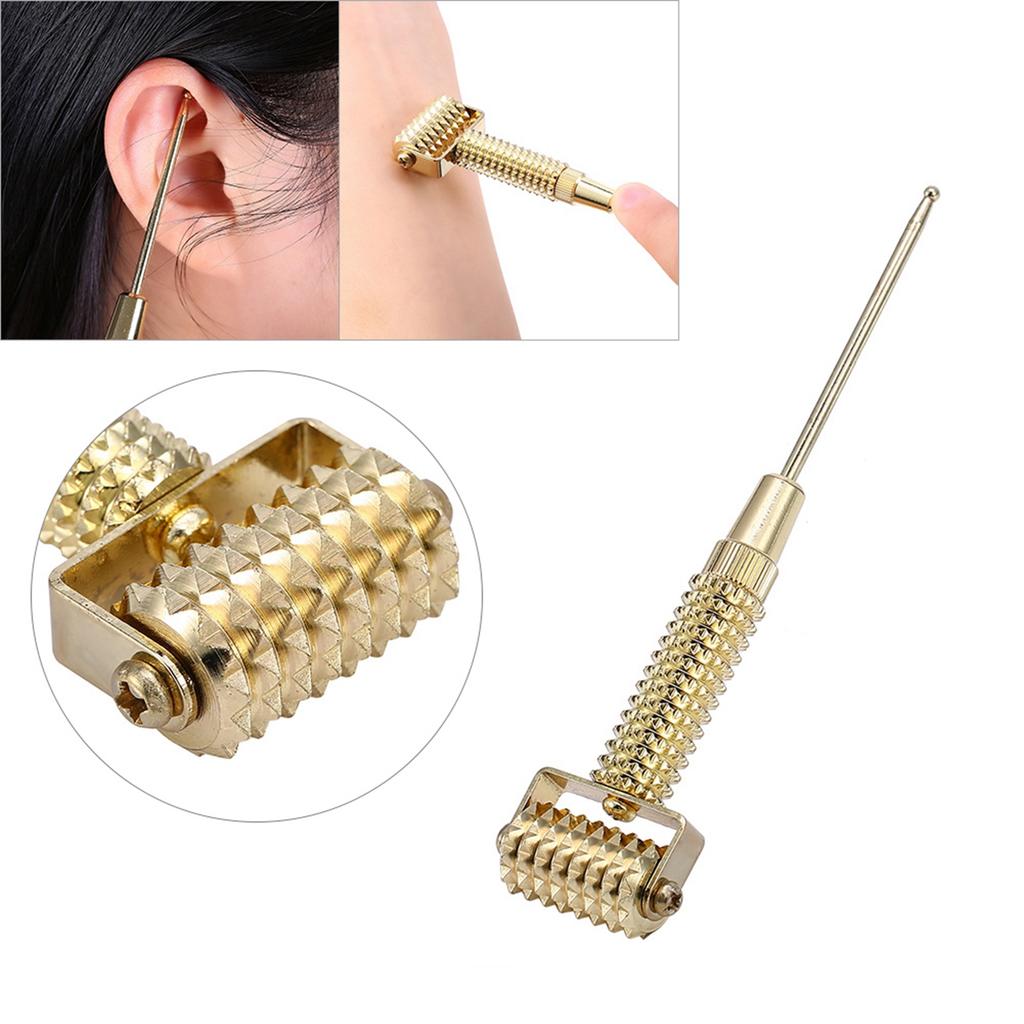 Acupuncture Points Detector Probe Facial Ear Acupoints Spring Needle Massage Roller (Gold)