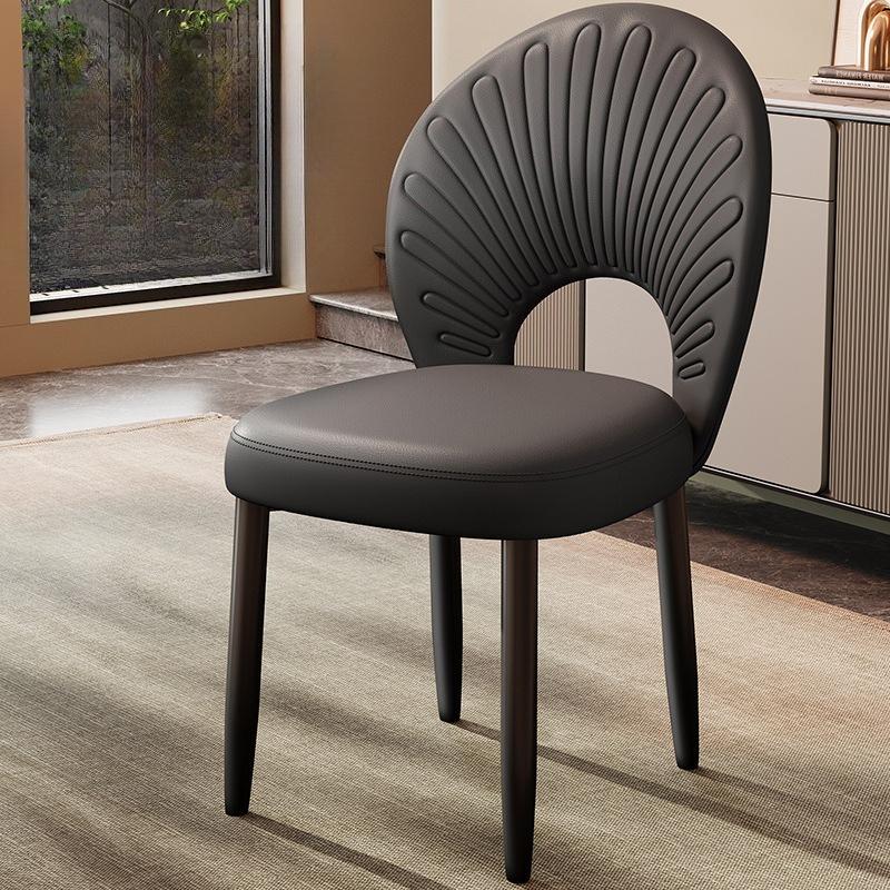 Modern Leather Dining Chair Restaurant Soft Backrest Stool INS Cream Style Makeup Chair Ergonomic Design Household Furniture