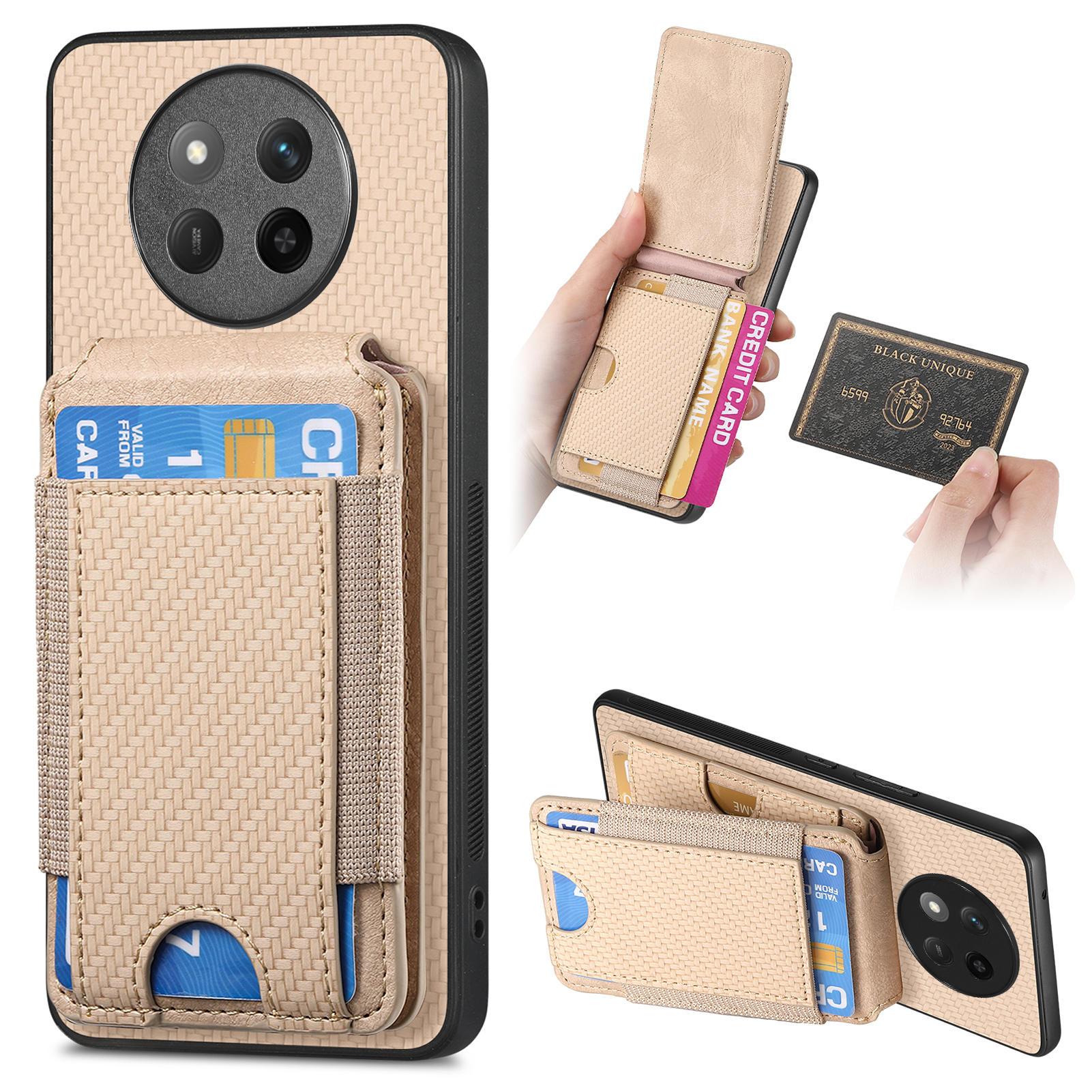 

For Honor Magic7 Lite 5G/X9c 5G/X60 Pro 5G Case with Card Holder Kickstand Leather Back Cover Khaki