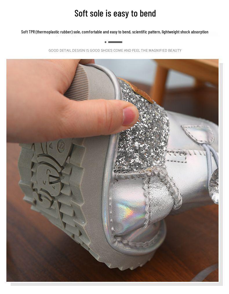 2025 Winter New Arrivals: Girls' Waterproof Snow Boots with Fleece Lining, Cartoon Design, Warm Cotton, for Little Girls