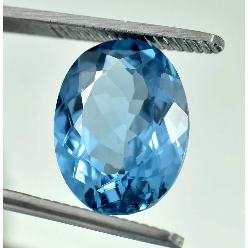 Natural Blue Aquamarine Loose Gemstone Brazilian 11 Ct Oval Shape for Jewelry Making and Crafts