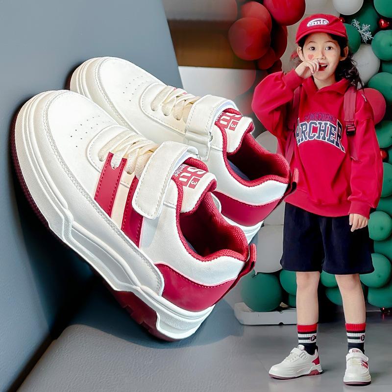 Girls shoes 2025 new spring and autumn sports board shoes children middle-aged and older children girls platform white shoes soft sole