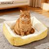 KEMORELA Square Plush Pet Bed for Winter, Pastoral Pet Sofa Bed Macaron-colored Plaid High Elasticity Thickened Comfort Warm