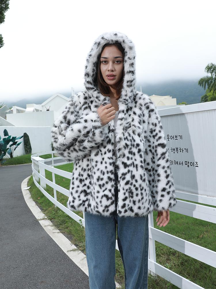 

Женская норковая бархатная шапка из искусственного меха с леопардовым принтом, пятнистая куртка высокого качества ONE SIZE покинуть белый