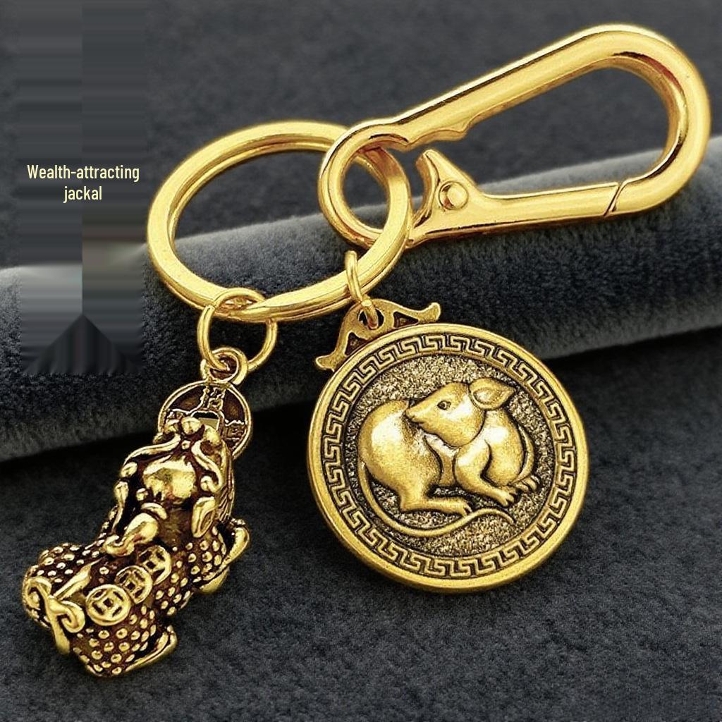 Fortune Keychain: Wealth-Attracting Pixiu & Zodiac Pendant for Road Safety