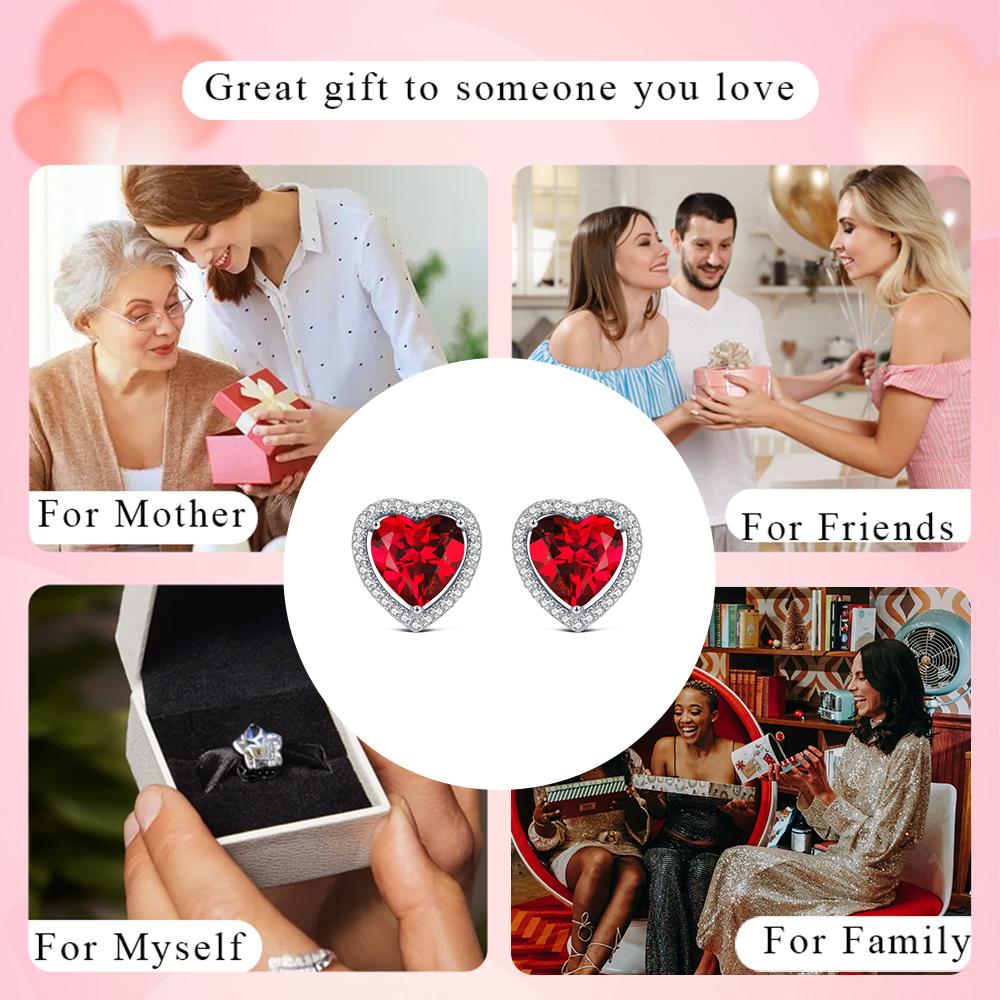 925 Silver Earrings Red Heart Diamond-studded Earrings Original Earring For Ladies Fashion Friend Party Daily Wear Gift