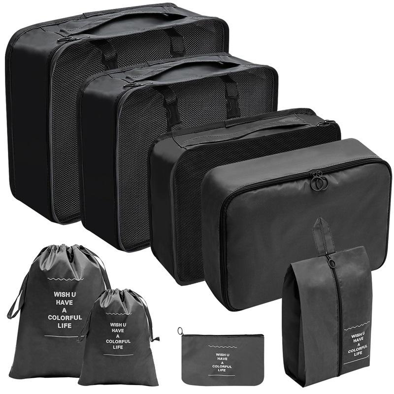 Travel Storage Set: Foldable Toiletry, Makeup, Clothes, Shoes, Digital Accessories, and Drawstring Luggage Bags.
