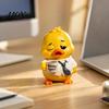 Charming Duck Ornament for Shelf Emotional Support Figurine, Resin Yellow Ornament, Cute Statue Home Office Desk Decor Living Room Decoration