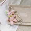 Playful Rabbit Bag Charm Double Use Phone Lanyard Soft Plush Pearls Clip Accessory Adorable Rabbit Keyring Decors