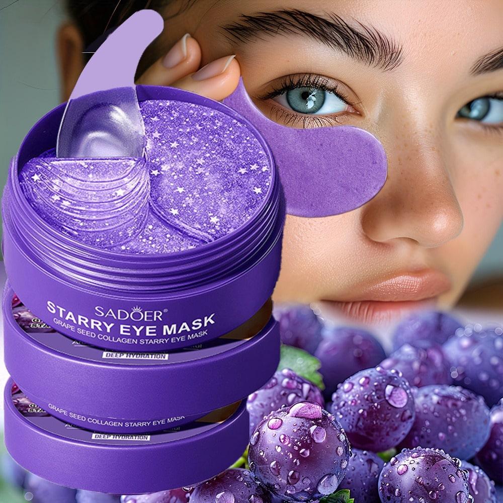 1pc Moisturizing Grape Eye Mask, Nourishing Crystal Gel Tightens Eye Area Skin, Reduces Wrinkles, Fa