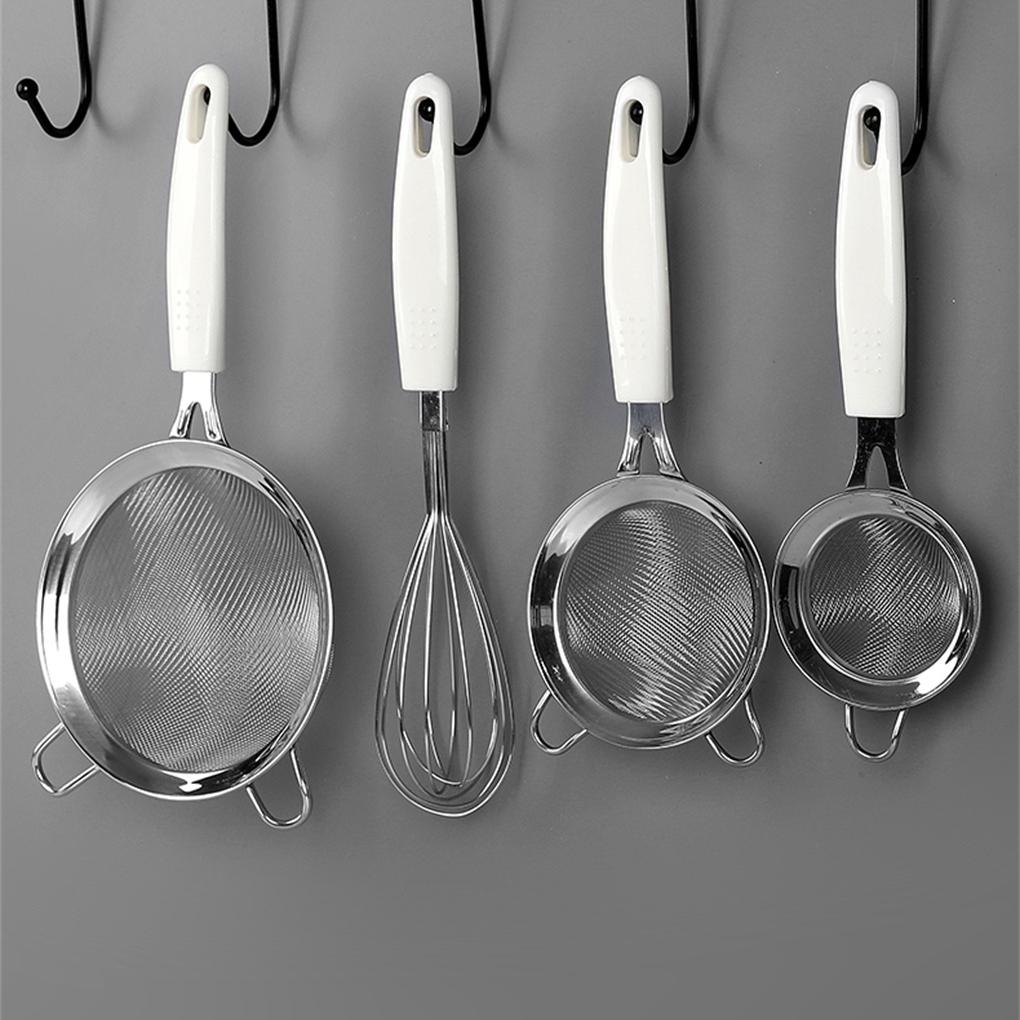 Stainless Steel Flour Sieve Grains Fine Mesh Anti-slip Strainer Restaurant Portable Fried Food Filter Sifter Home Supplies