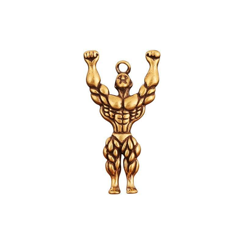 Vintage Metal Muscle Man Keychain Car Pendant Jewelry Hanging Diy Accessory Creative Lucky Gifts