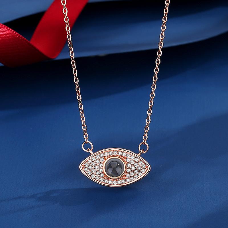 European and American Exaggerated Projection Jewelry, Collarbone Chain Inlaid with Diamonds, Devil's Eye Necklace, Collarbone Chain Jewelry