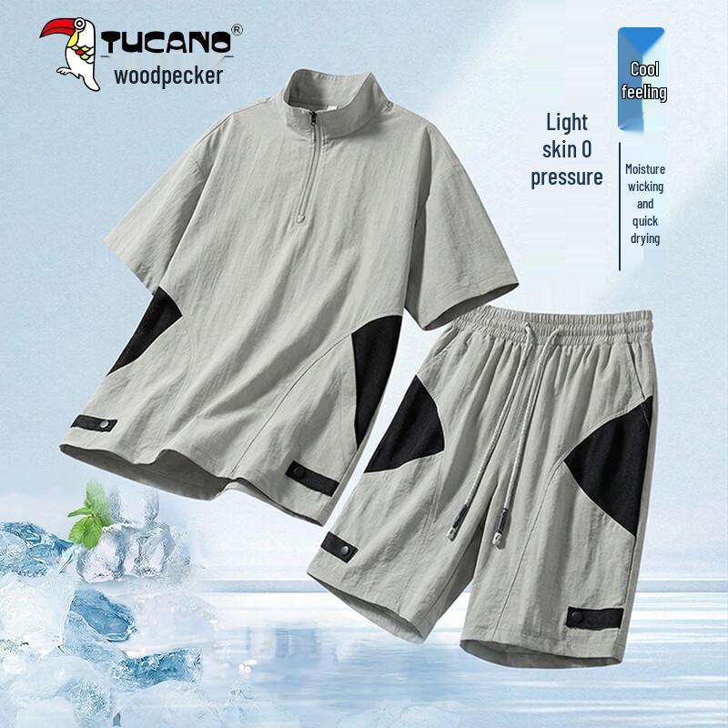 TUCANO Men s Short Sleeve Ice-Feel T-shirt & Shorts Set 3XL