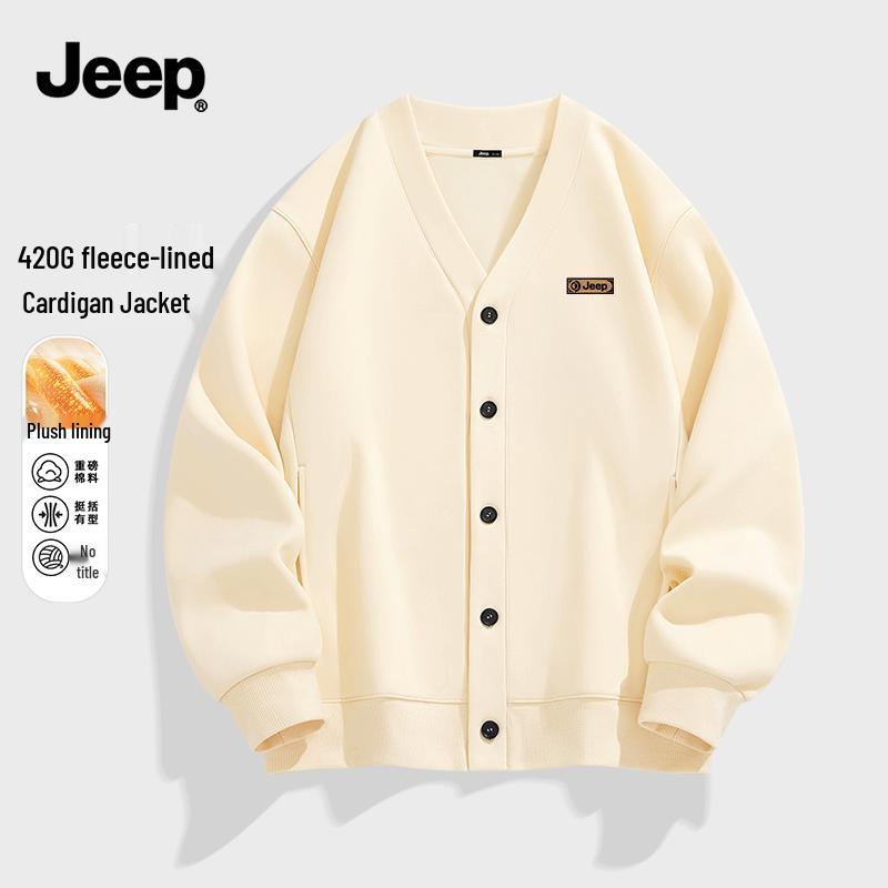 JEEP Men s American College Style Fleece Cardigan Jacket 3XL
