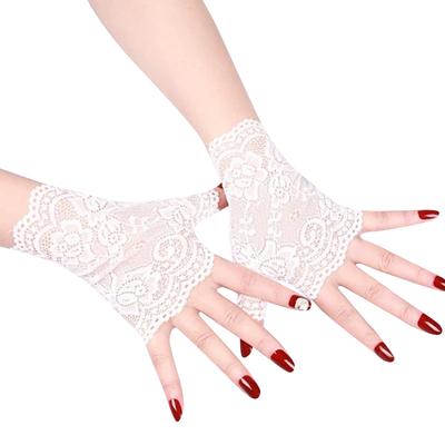 Guantes de Encaje Lindos para Mujer Protector Solar Verano Transpirables Dedos Descubiertos Moda Medio Dedo Guantes Cubre Cicatrices
