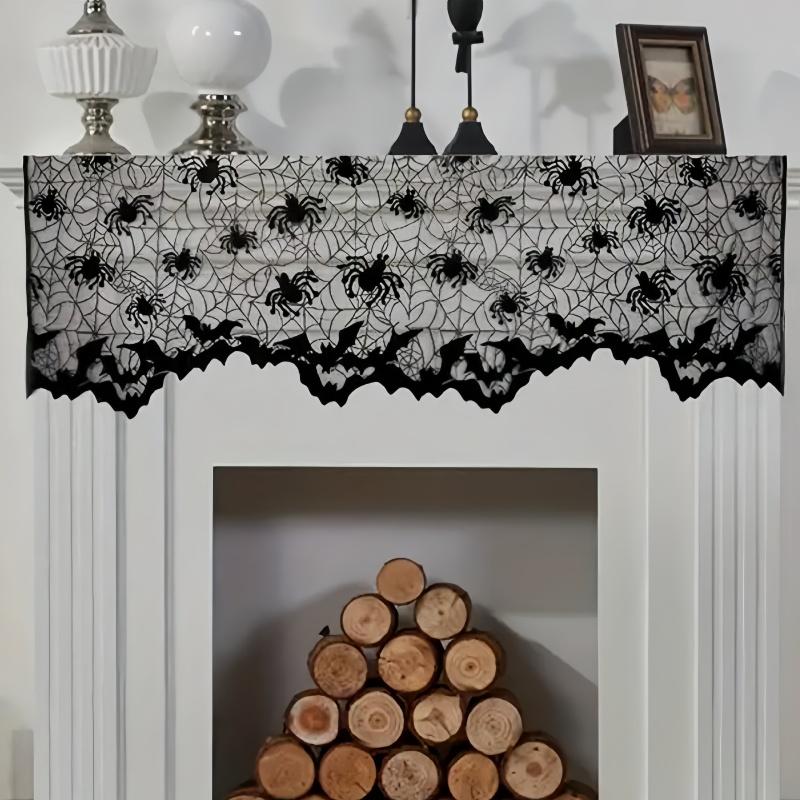 2 pieces of Halloween lampshade black lace spider web fabric lace spider web, Halloween themed party decoration