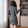 Women's Irregular Polo Collar Zipper Bodycon Dress - Spring/Autumn Fashion Chic Short Sleeve Skirt