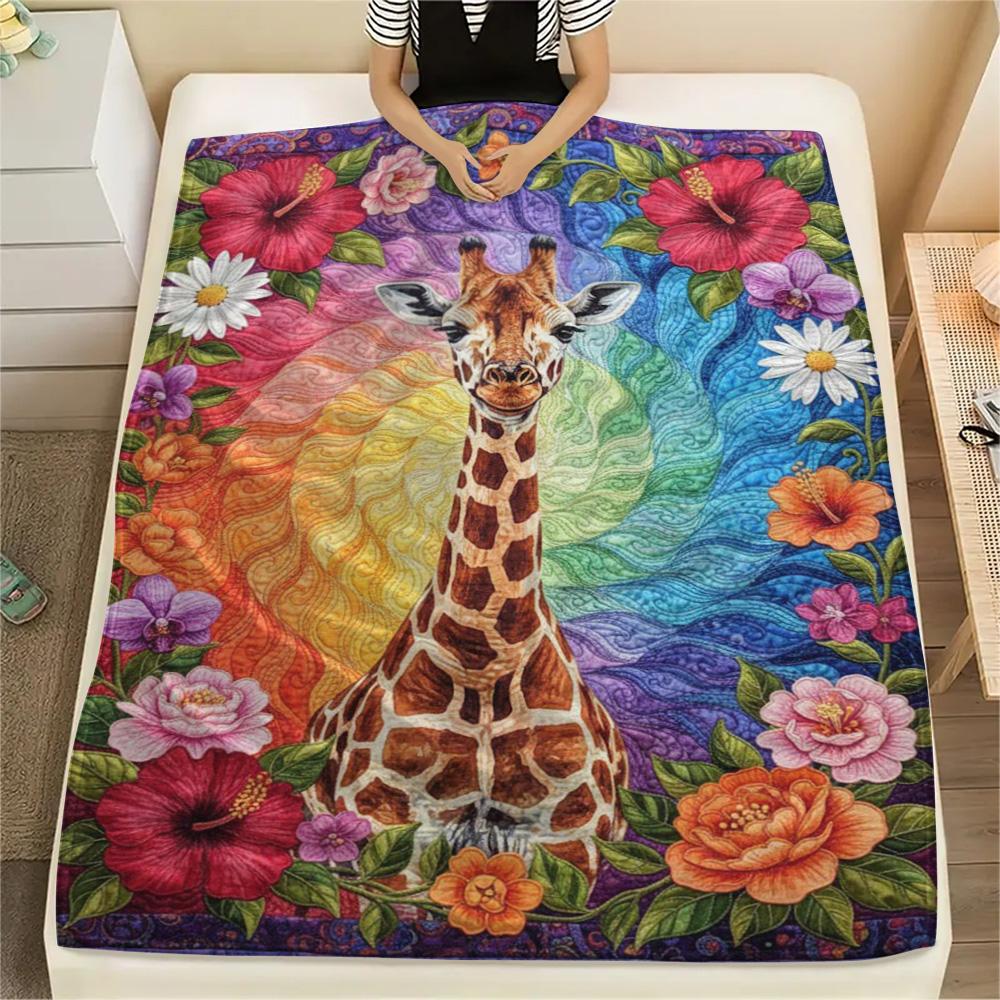 1PC Patchwork art Print FlAannel Blanket, High quality Comfortable for All Seasons, Home Decor, Warmth and Comfort