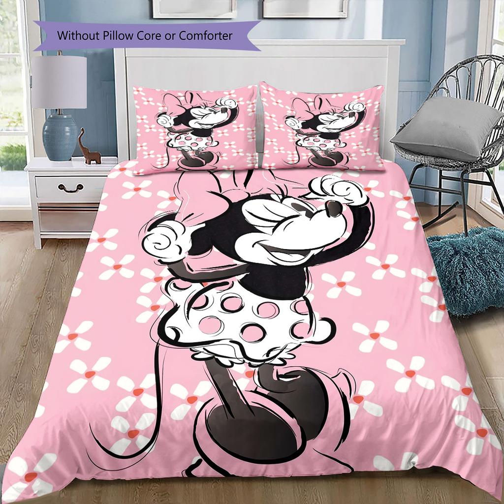 Retro Ink-wash Style Minnie Mouse Themed Print Bedding Set Warm and Comfortable The Perfect Choice for Decorating Child Bedroom