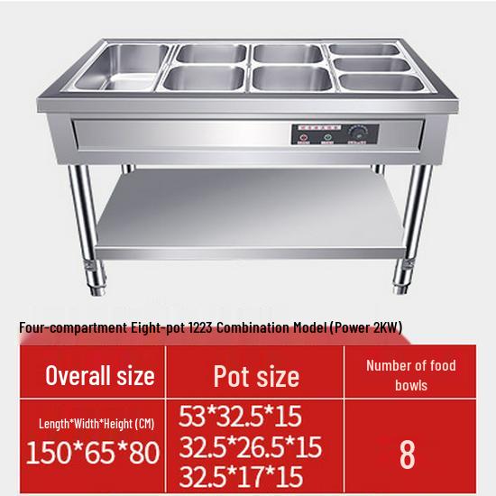 Commercial Electric Food Warmer: Stainless Steel Soup Pot and Serving Counter