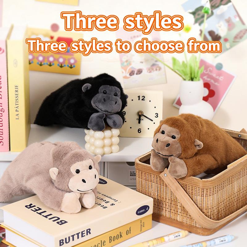 Cartoon Animal Gorilla Plush Pencil Case Large Capacity Soft Holder for Students School Office Girls Boys