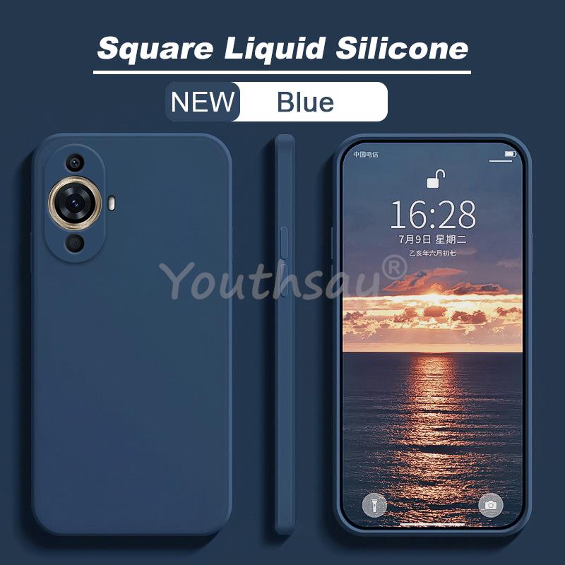 For Huawei Nova 11 Pro Case Silicone Liquid Cover Huawei Nova 12 Pro 11 Pro 11i Case Plain Rubber TPU Protector Phone Cover Nova 11 Pro синий