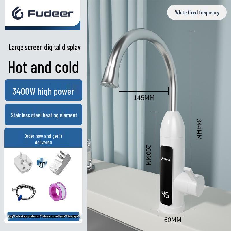 Instant Hot Water Faucet: 304 Stainless Steel, Intelligent Temperature Control, 3-Second Heating, Dual Cold & Hot Use, Digital Display